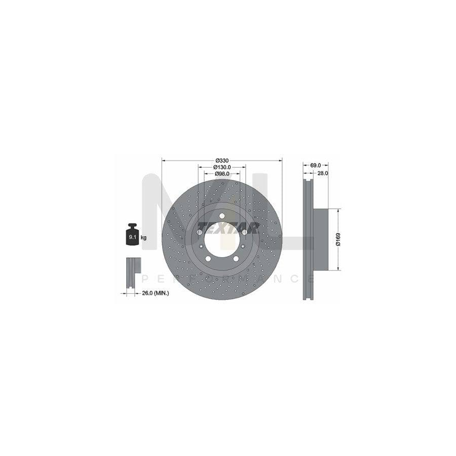 TEXTAR PRO+ 92279605 Brake Disc Internally Vented, Perforated, Coated, High-carbon, without wheel hub, without wheel studs | ML Performance Car Parts