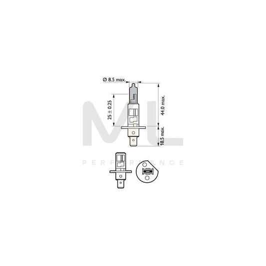PHILIPS 12258WVUB1 Bulb, spotlight H1 12V 55W P14,5s Halogen | ML Performance Car Parts