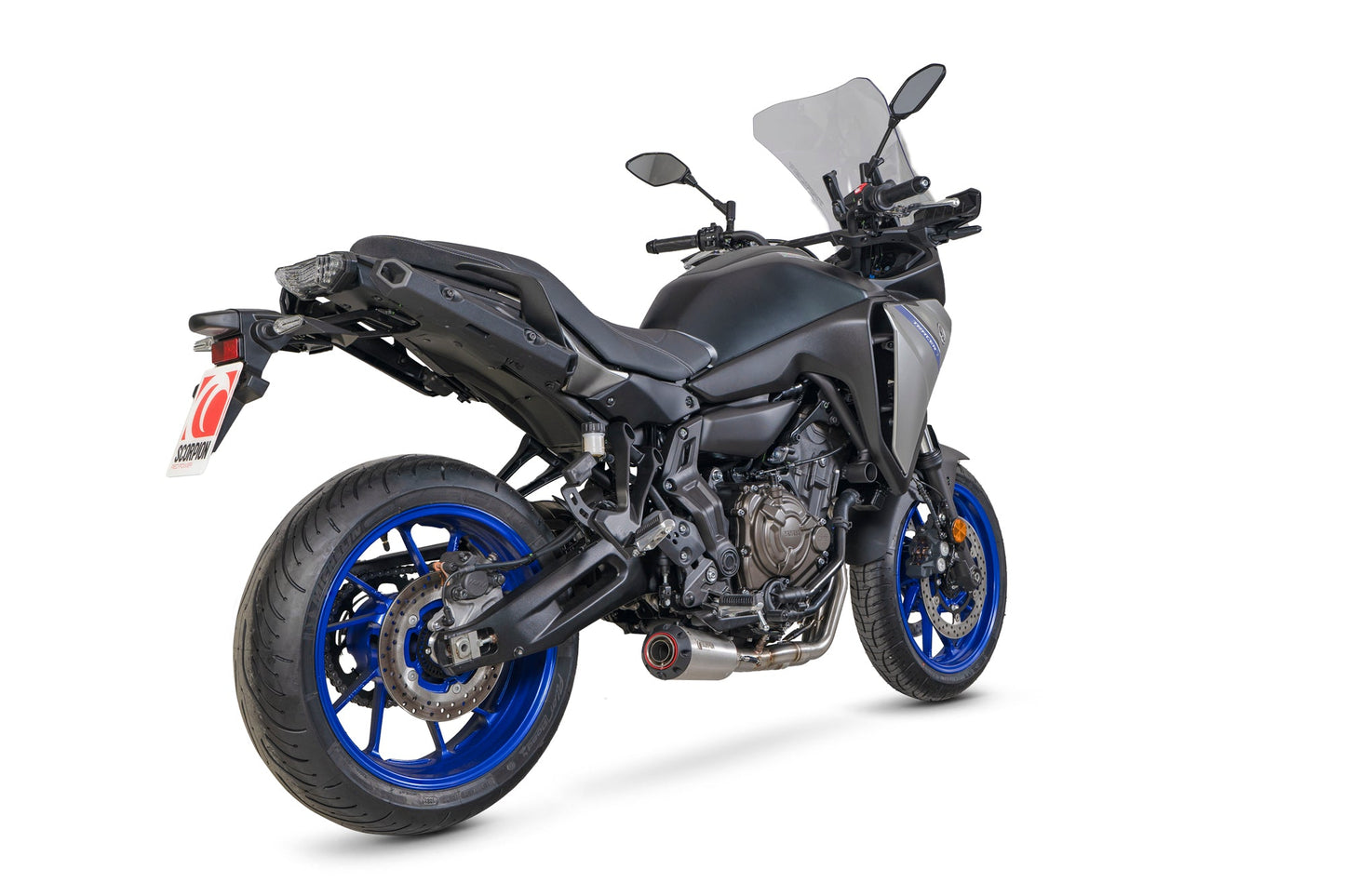 Scorpion PYA124SYSSEO Yamaha Tracer 7 Red Power Full System - Brushed Stainless Steel Sleeve | ML Performance US US