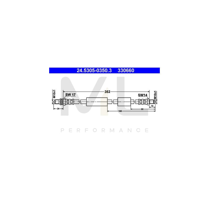 ATE 24.5305-0350.3 Brake Hose 352mm