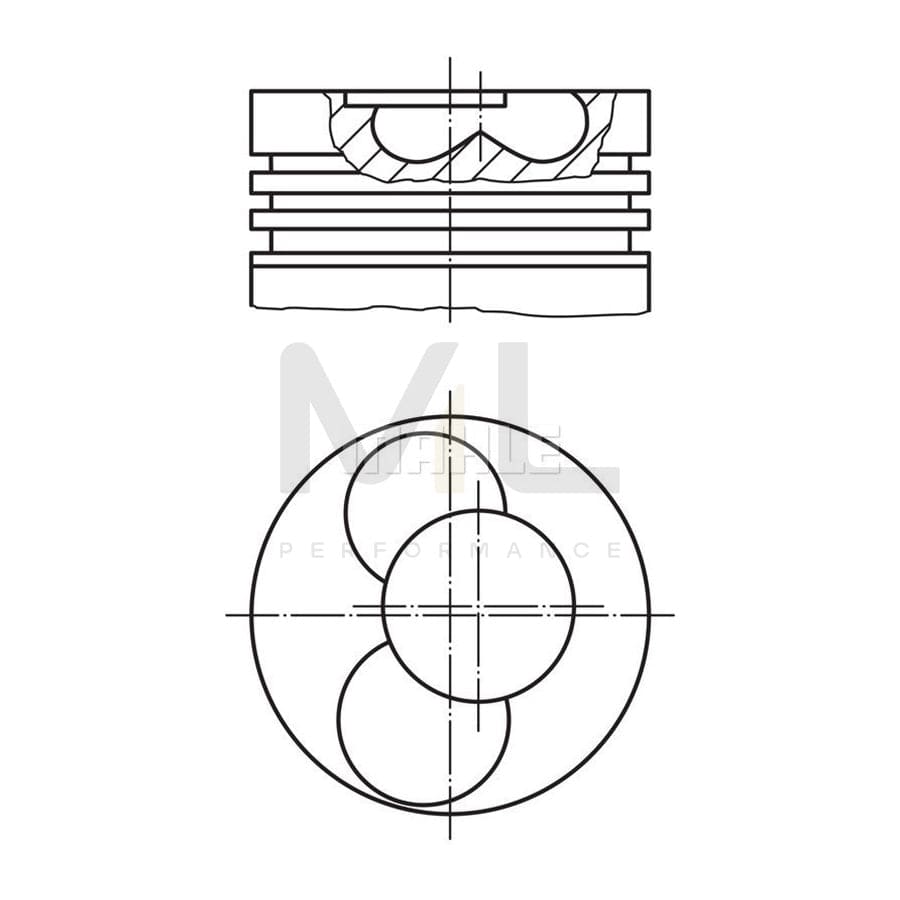 MAHLE ORIGINAL 030 90 02 Piston 81,51 mm, with piston ring carrier, without cooling duct | ML Performance Car Parts