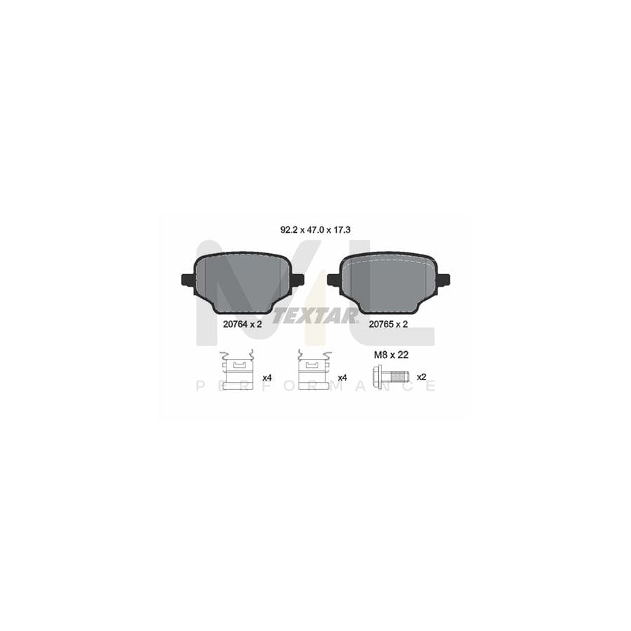 TEXTAR 2076401 Brake pad set not prepared for wear indicator, with brake caliper screws, with accessories | ML Performance Car Parts