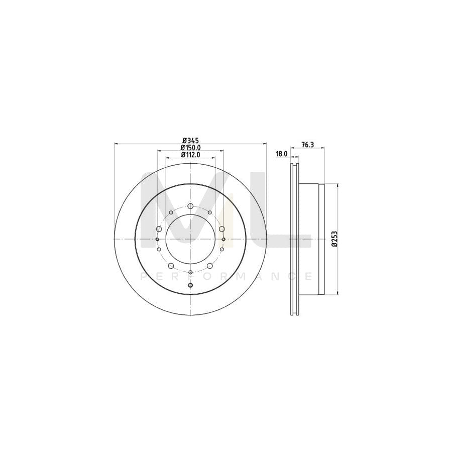 HELLA PRO 8DD 355 116-331 Brake Disc Internally Vented, Coated, without wheel hub, without wheel studs