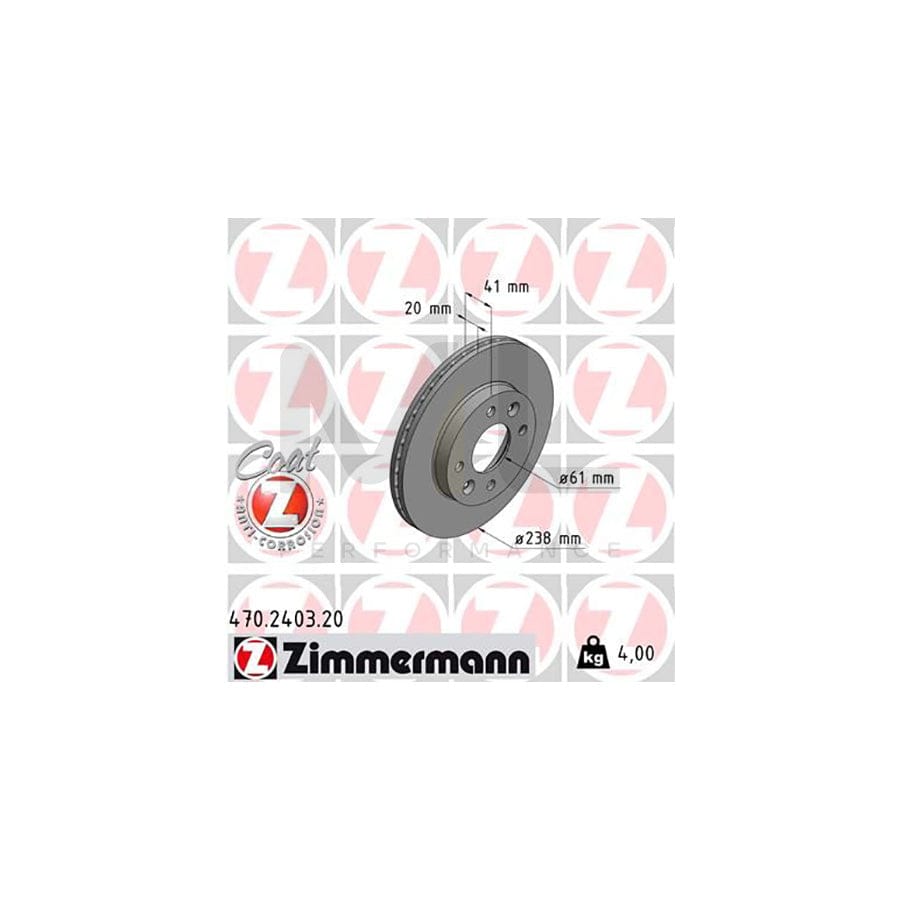 ZIMMERMANN COAT Z 470.2403.20 Brake Disc Internally Vented, Coated  - 1 piece