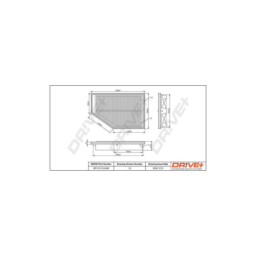 Dr!Ve+ Dp1110.10.0459 Air Filter For Honda Cr-V