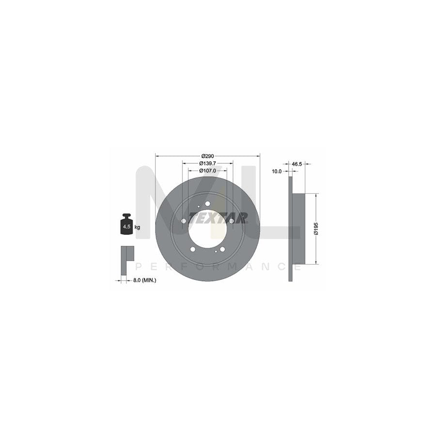 TEXTAR 92066000 Brake Disc Solid, without wheel hub, without wheel studs | ML Performance Car Parts