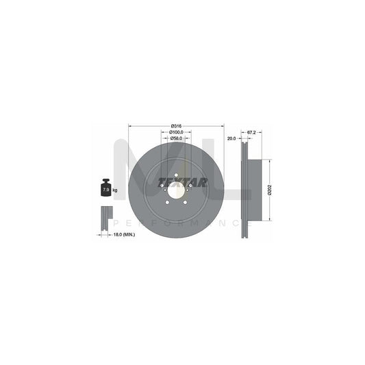 TEXTAR PRO 92173703 Brake Disc for SUBARU Impreza II Saloon (GD) Internally Vented, Coated, without wheel hub, without wheel studs | ML Performance Car Parts