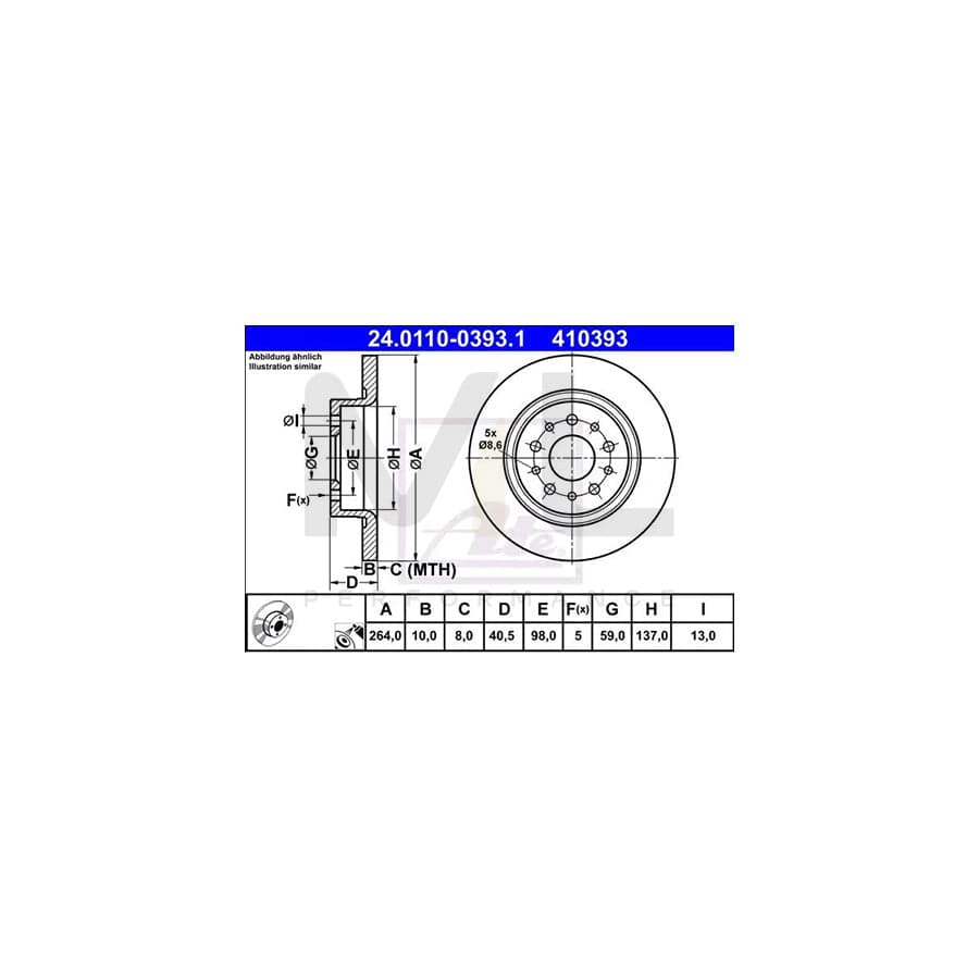 ATE 24.0110-0393.1 Brake Disc Solid, Coated  - 1 piece