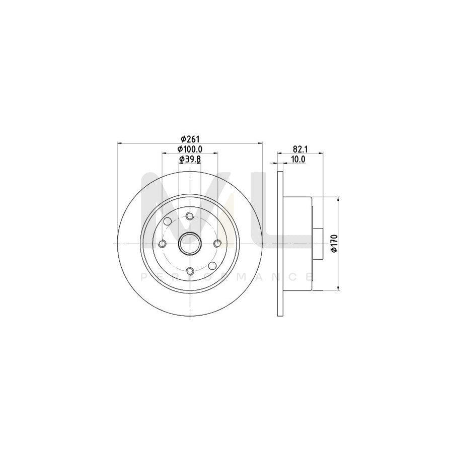 HELLA 8DD 355 101-671 Brake Disc Solid, with wheel hub, without wheel studs