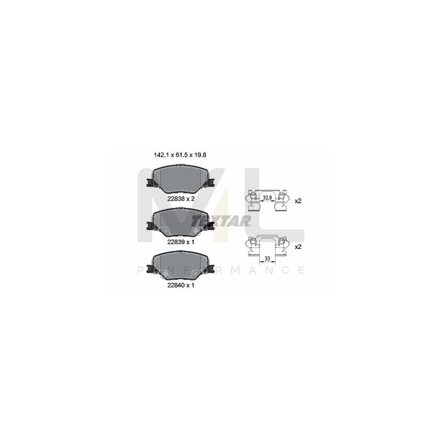 TEXTAR 2283801 Brake pad set with acoustic wear warning, with accessories | ML Performance Car Parts