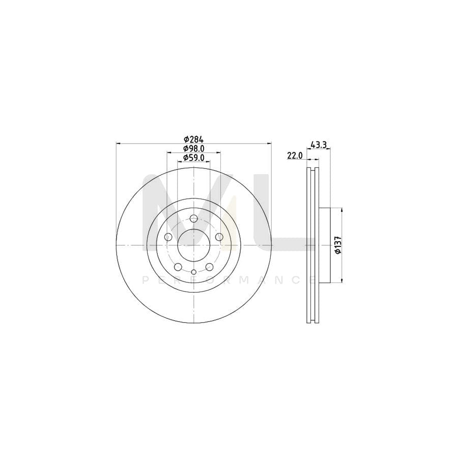 HELLA PRO 8DD 355 118-411 Brake Disc Internally Vented, Coated, without wheel hub, without wheel studs