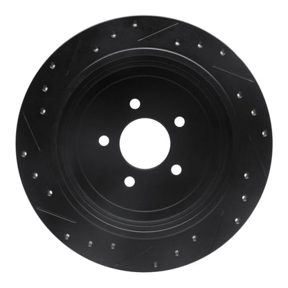 R1 Concepts R1 03-11 Lincoln Town Car Rear Right Drilled & Slotted Black Brake Rotor