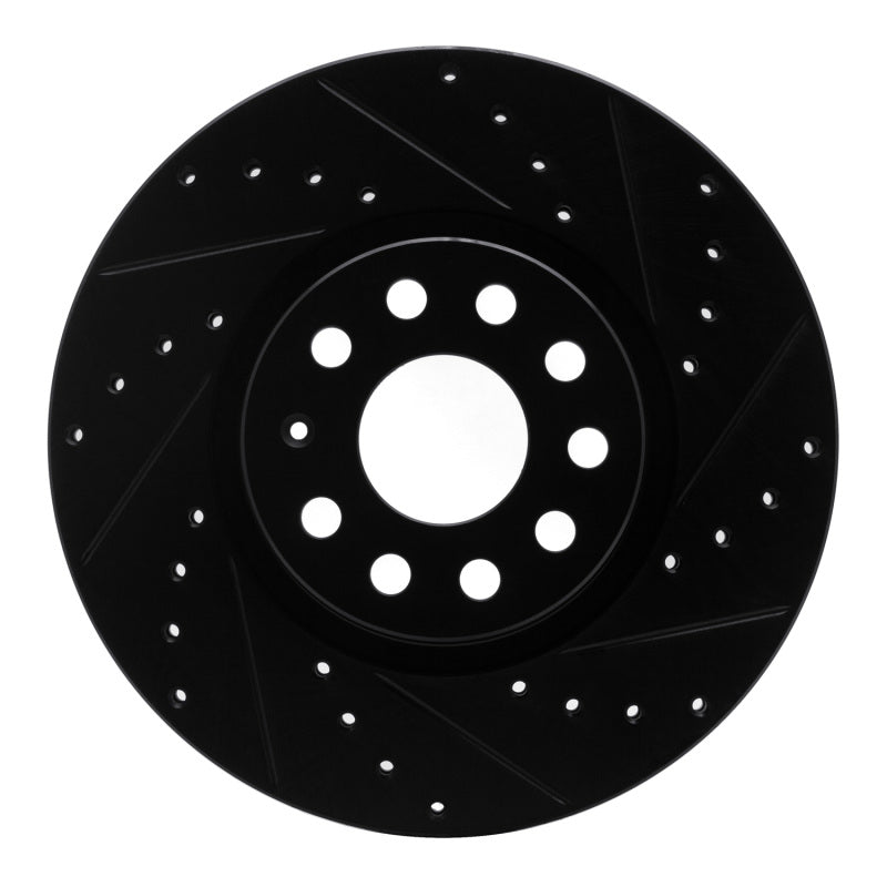 R1 Concepts R1 2005-2025 Audi A3 Quattro Front Right Drilled & Slotted Black Brake Rotor