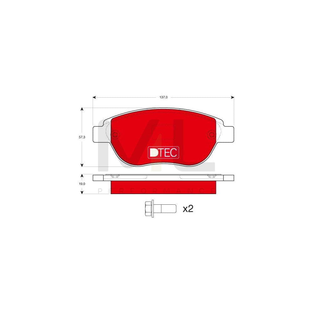 TRW Dtec Cotec Gdb1464Dte Brake Pad Set Not Prepared For Wear Indicator, With Brake Caliper Screws, With Accessories | ML Performance Car Parts