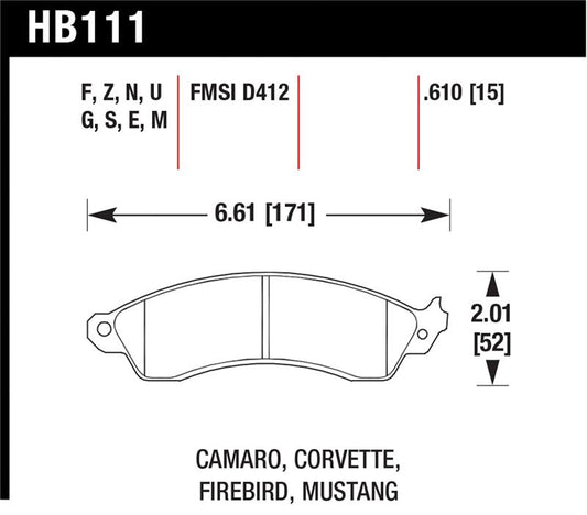 Hawk Performance Hawk 94-04 Mustang Cobra / 88-95 Corvette 5.7L / 88-92 Camaro w/ Hvy Duty Brakes Front HPS Street Br