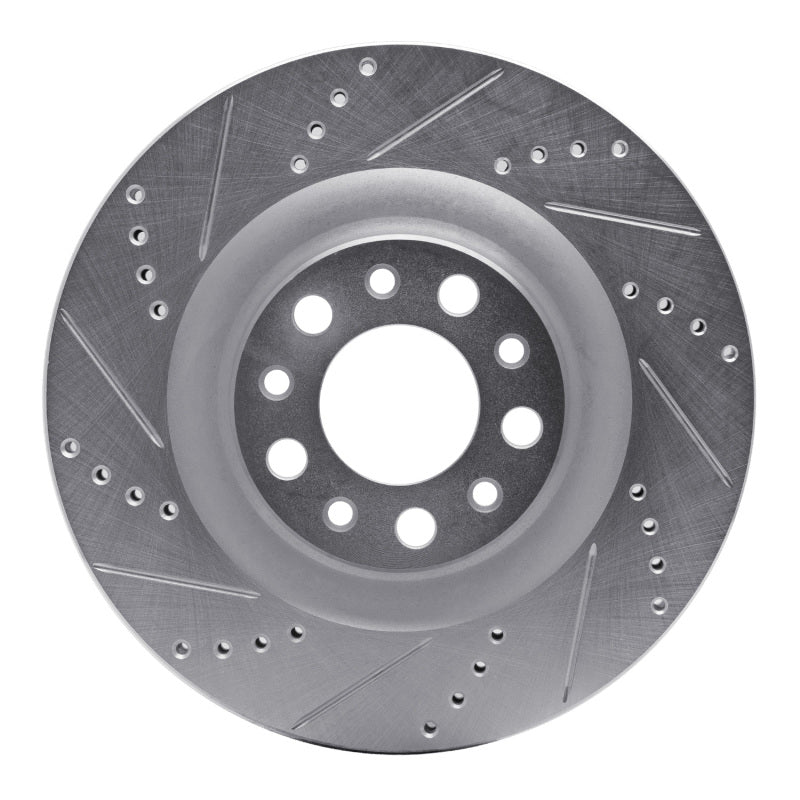 R1 Concepts R1 2017-2025 Alfa Romeo Stelvio Rear Left Drilled & Slotted Silver Brake Rotor