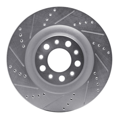 R1 Concepts R1 2017-2025 Alfa Romeo Stelvio Rear Left Drilled & Slotted Silver Brake Rotor