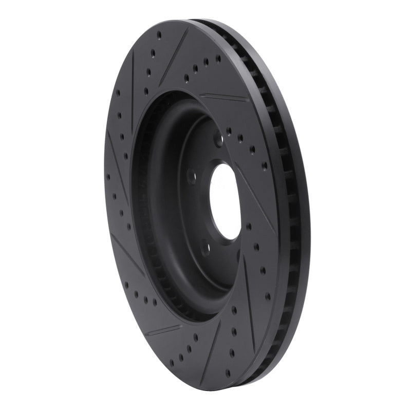 R1 Concepts R1 11-19 Ford Explorer Front Right Drilled & Slotted Black Brake Rotor