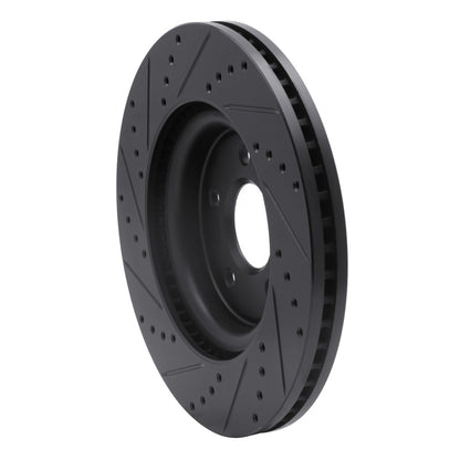 R1 Concepts R1 11-19 Ford Explorer Front Right Drilled & Slotted Black Brake Rotor