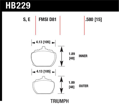 Hawk Performance Hawk70-73 Triumph Stag Blue 9012 Race Front Brake Pads