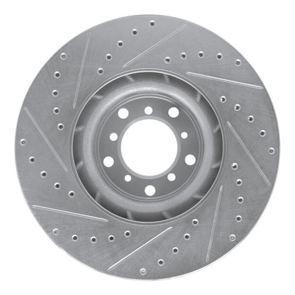 R1 Concepts R1 00-03 BMW M5 Left Front Drilled & Slotted Silver Brake Rotor