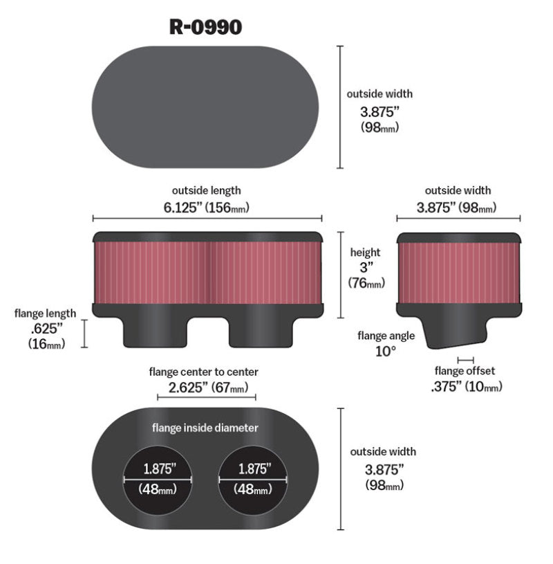 K&N Engineering K&N Universal Rubber Filter