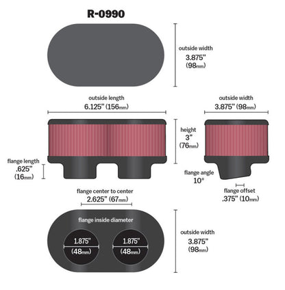 K&N Engineering K&N Universal Rubber Filter