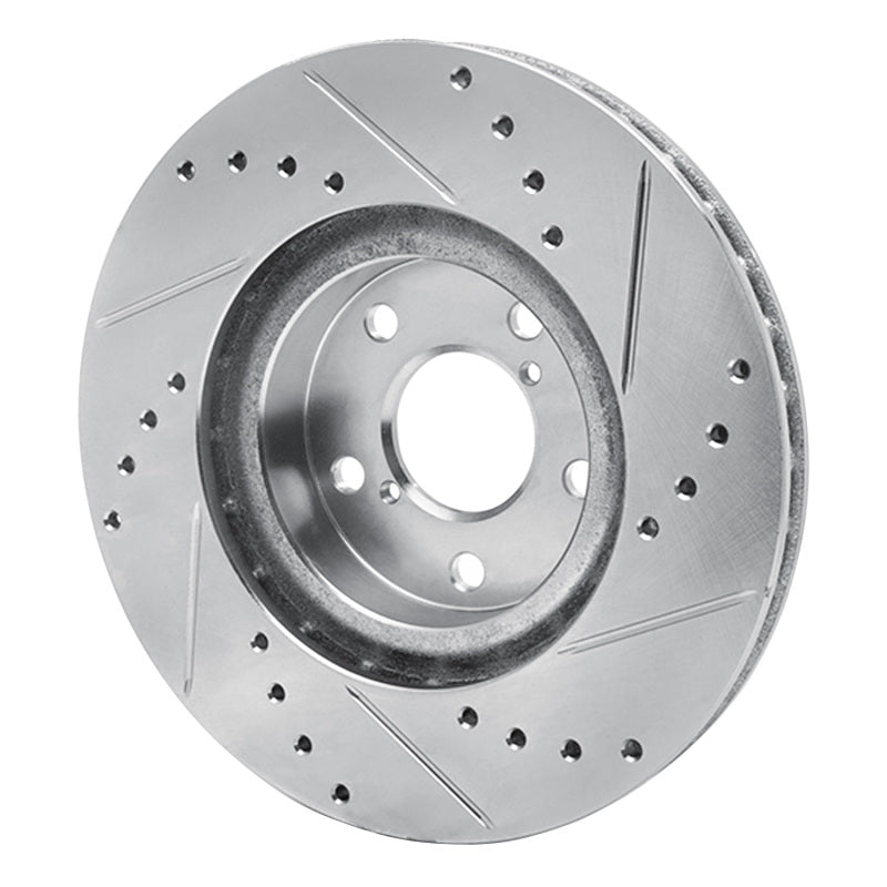 R1 Concepts R1 17-23 Subaru Impreza Front Left Drilled & Slotted Silver Brake Rotor