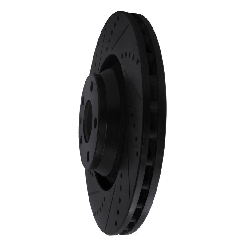 R1 Concepts R1 05-11 Audi A6 Quattro Front Left Drilled & Slotted Black Brake Rotor