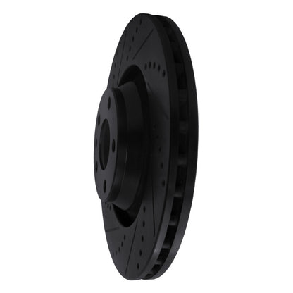 R1 Concepts R1 05-11 Audi A6 Quattro Front Left Drilled & Slotted Black Brake Rotor