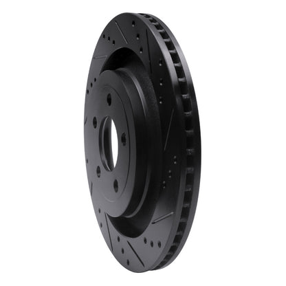 R1 Concepts R1 15-23 Ford Mustang Rear Right Drilled & Slotted Black Brake Rotor