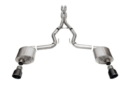 CORSA Performance Corsa 24+ Ford MustangGT Sport Cat-Back Ex.Sys 3.0in Dual Rear Exit w/4.5in Blk PVD Pro Series Tips
