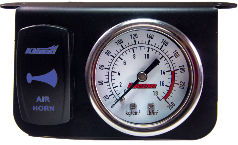 Kleinn Air Horns Kleinn Panel mounted 160 PSI gauge w/ an illuminated BLUE Momentary rocker switch