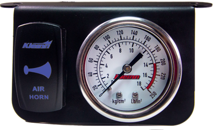 Kleinn Air Horns Kleinn Panel mounted 160 PSI gauge w/ an illuminated BLUE Momentary rocker switch