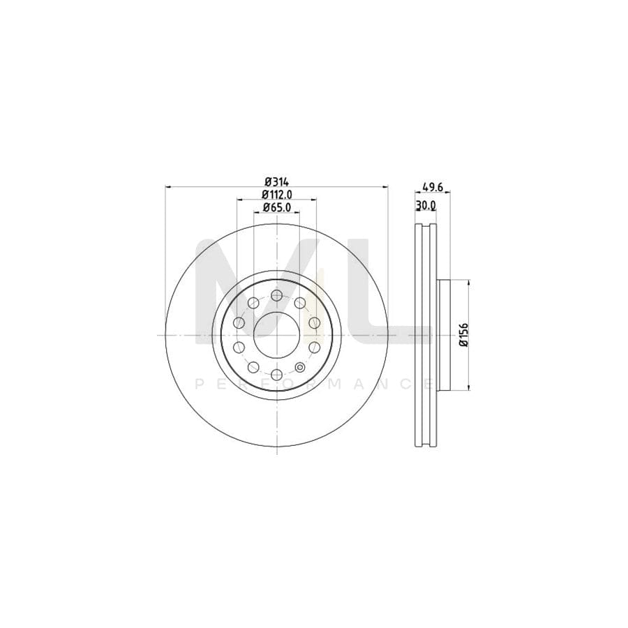 HELLA PRO 8DD 355 117-791 Brake Disc Internally Vented, Coated, without wheel hub, without wheel studs