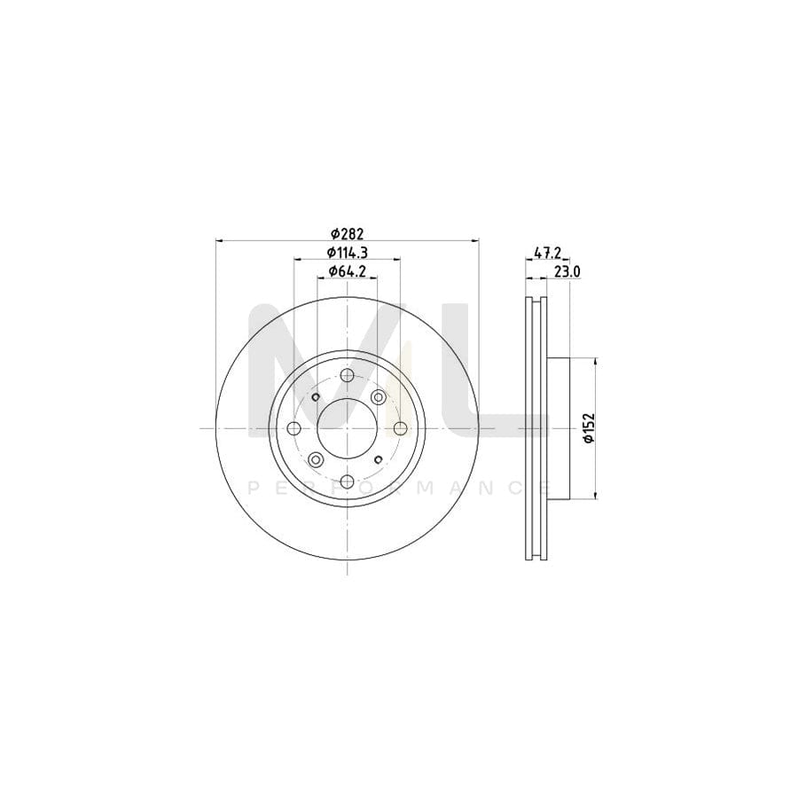 HELLA 8DD 355 104-991 Brake Disc for HONDA Prelude IV (BB) Internally Vented, without wheel hub, without wheel studs