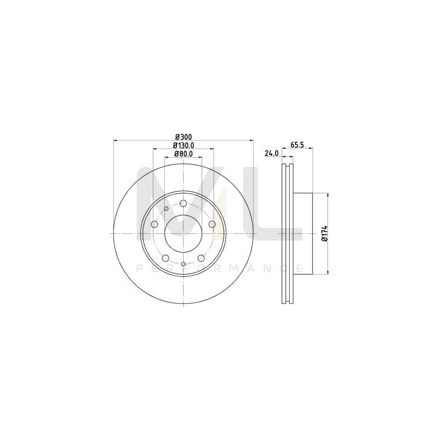 HELLA PRO 8DD 355 109-021 Brake Disc Internally Vented, Coated, without wheel hub, without wheel studs