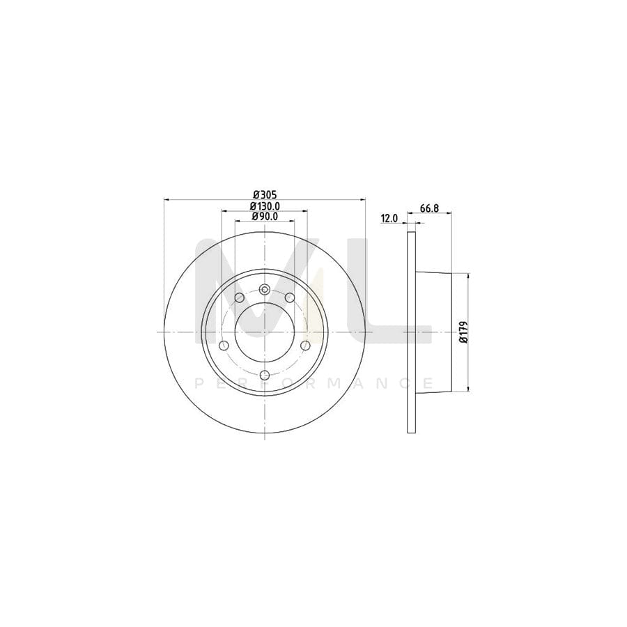 HELLA PRO 8DD 355 108-291 Brake Disc Solid, Coated, without wheel hub, without wheel studs