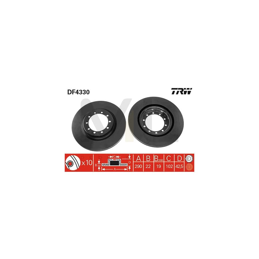 TRW DF4330 Brake Disc Vented, Painted, High-carbon | ML Performance Car Parts