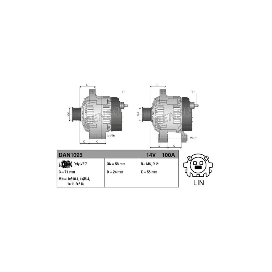 DENSO DAN1095 Alternator for Toyota Auris