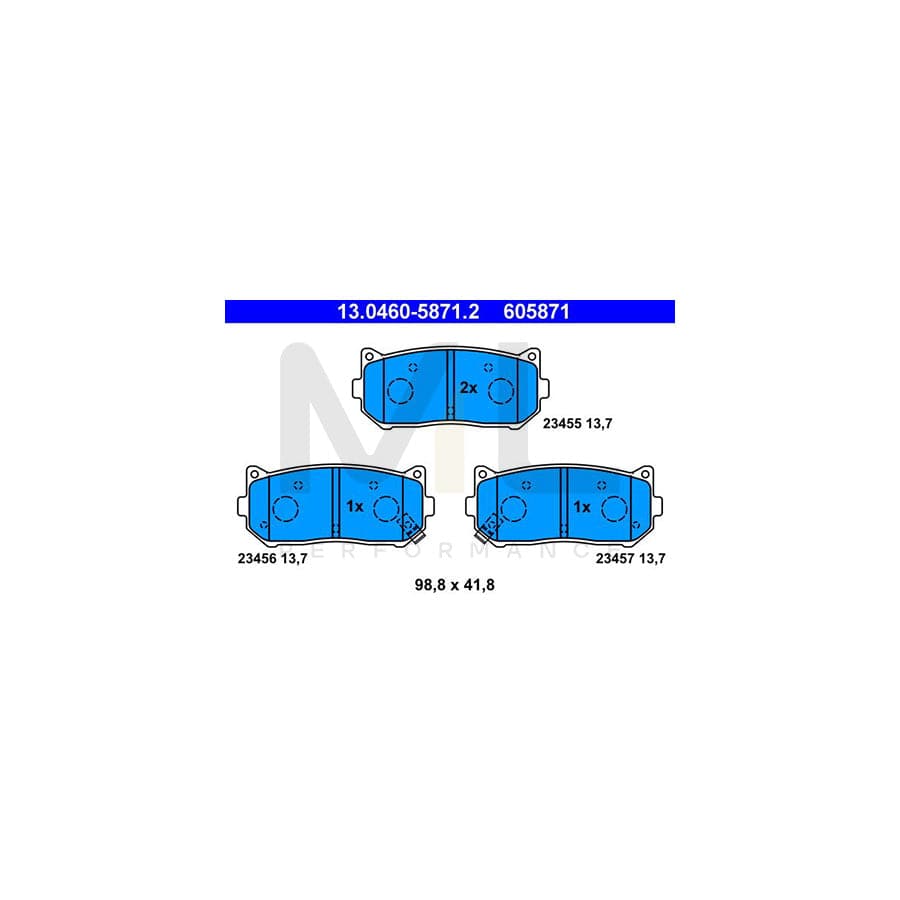 ATE 13.0460-5871.2 Brake pad set with acoustic wear warning