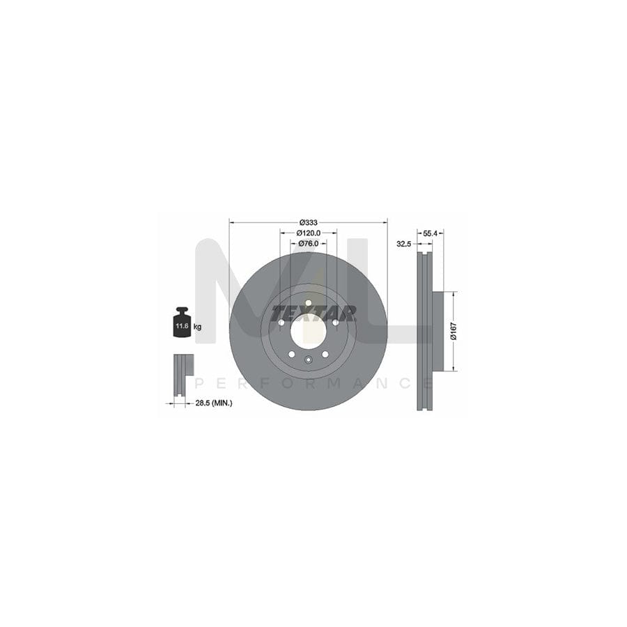 TEXTAR 92121300 Brake Disc Internally Vented, without wheel hub, without wheel studs | ML Performance Car Parts