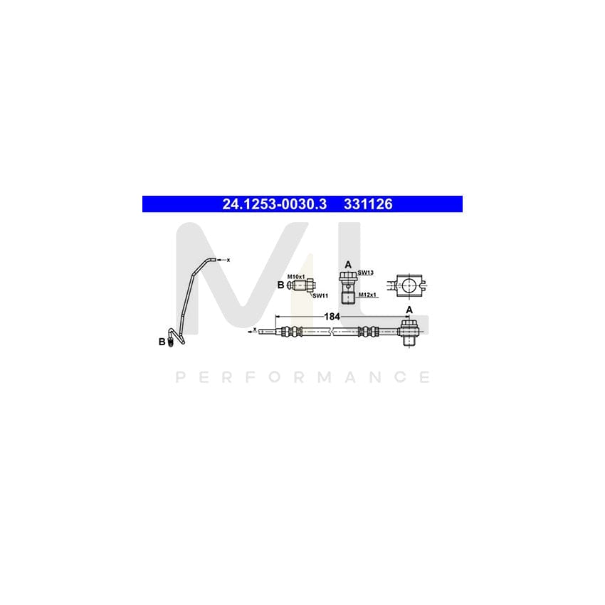 ATE 24.1253-0030.3 Brake Hose 184mm