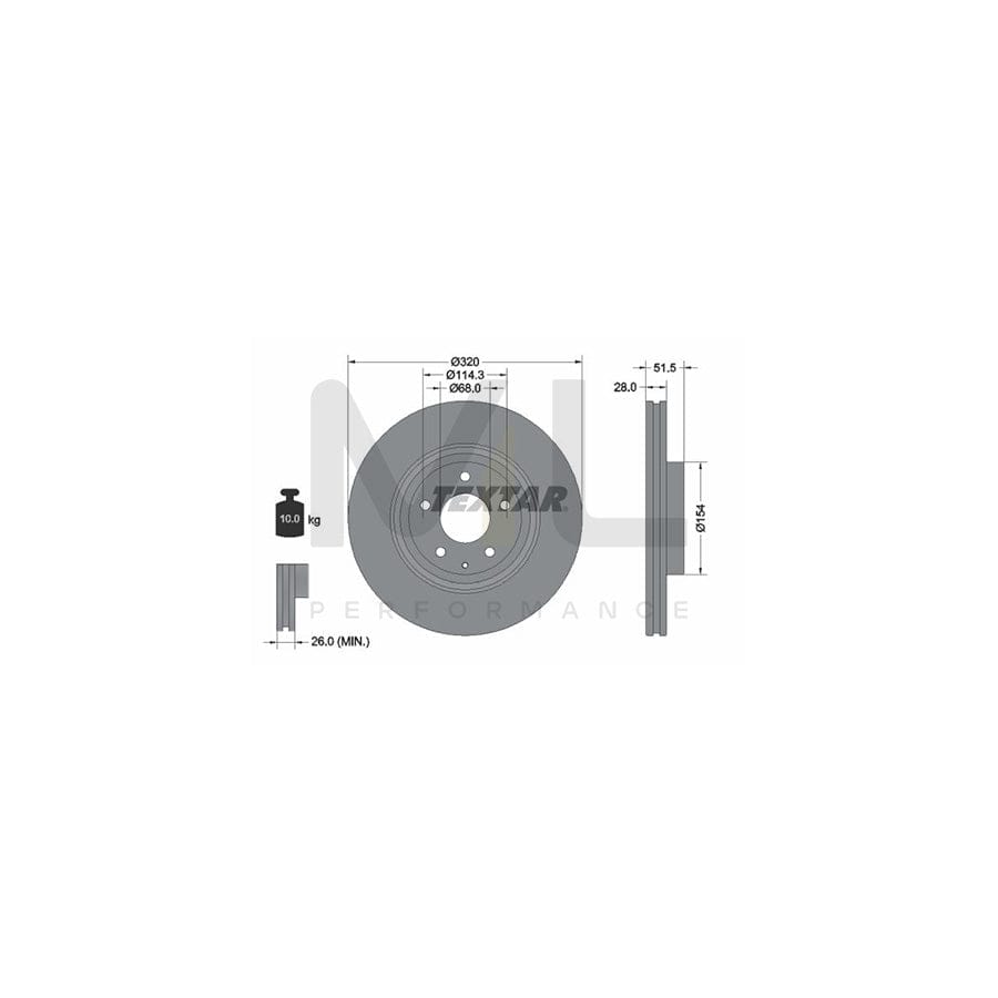 TEXTAR 92315203 Brake Disc Externally Vented, Coated, without wheel hub, without wheel studs | ML Performance Car Parts