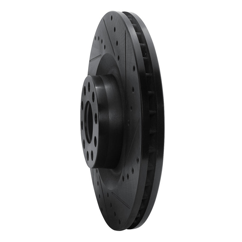 R1 Concepts R1 01-03 Audi S8 Front Right Drilled & Slotted Black Brake Rotor