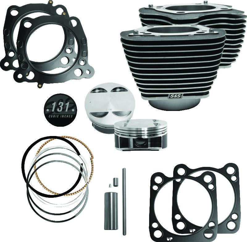 S&S Cycle 2017+ M8 Models 4.250in Bore 4-5/8in Stroke Cylinder Kit - Wrinkle Black w/ Highlight