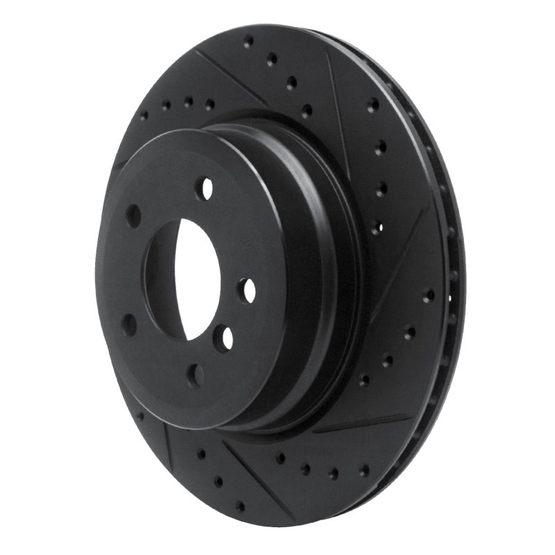 R1 Concepts R1 08-13 BMW 135IS Rear Right Drilled & Slotted Black Brake Rotor
