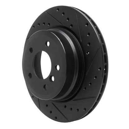 R1 Concepts R1 08-13 BMW 135IS Rear Right Drilled & Slotted Black Brake Rotor