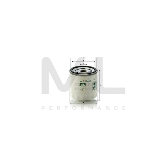 MANN-FILTER W 712/43 (10) Oil Filter Spin-on Filter, with one anti-return valve