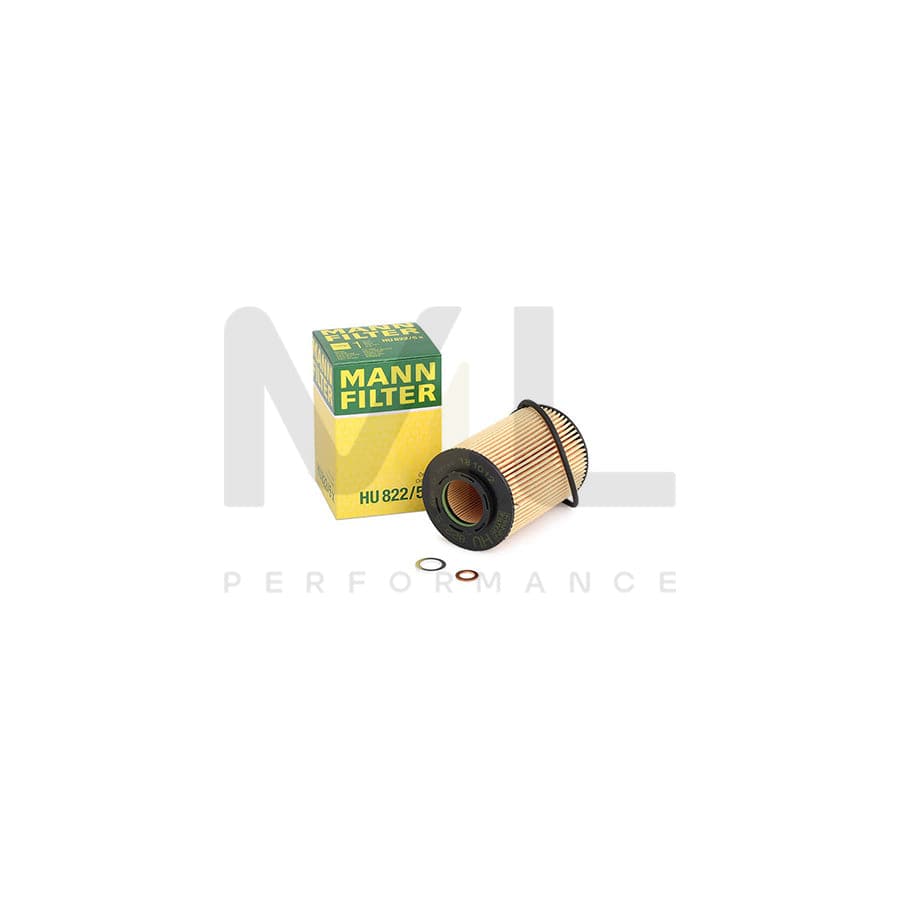 MANN-FILTER HU 822/5 x Oil Filter with seal, Filter Insert